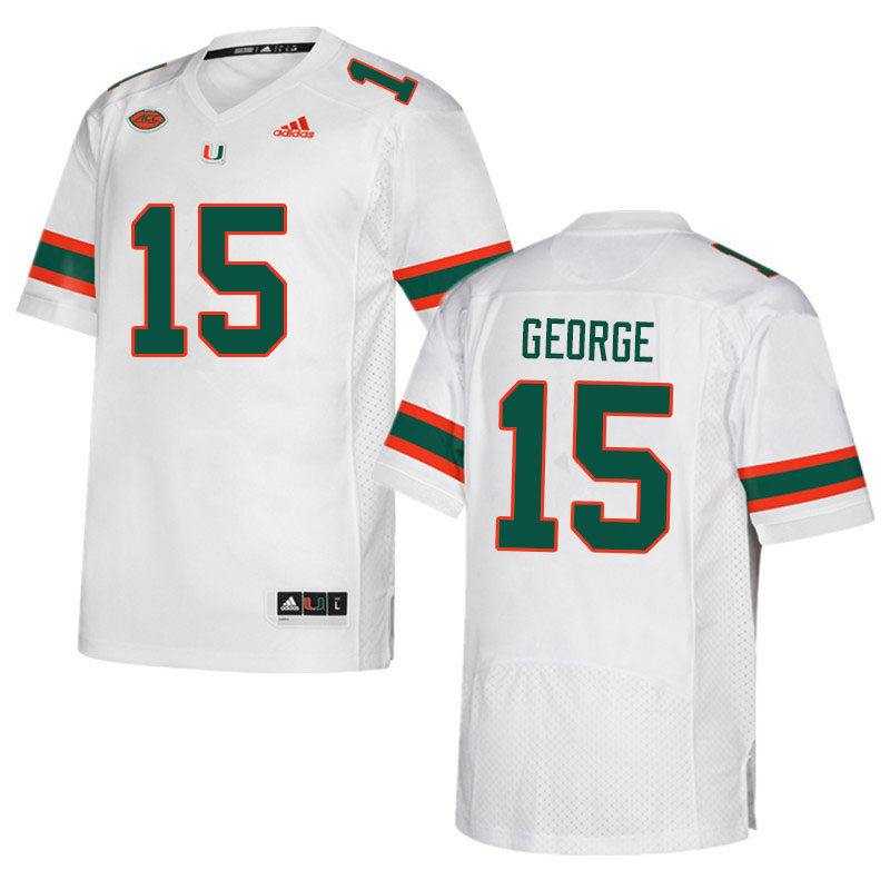 Men #15 Jacolby George Miami Hurricanes College Football Jerseys Sale-White